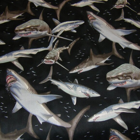 Alexander Henry Cotton Fabric Shark! 1 yard 44 wide - Picture 2 of 2
